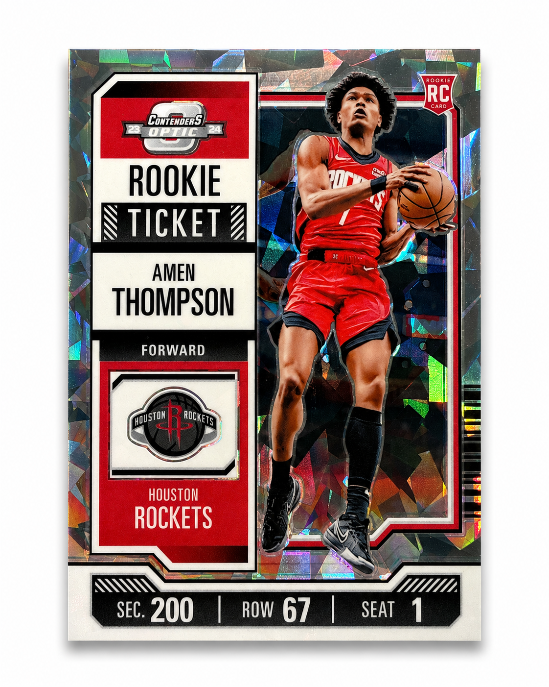 2023-24 Panini Contenders Optic - Rookies Amen Thompson #8 Cracked Ice Prizm /23